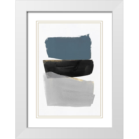 Stacked Blocks White Modern Wood Framed Art Print with Double Matting by PI Studio