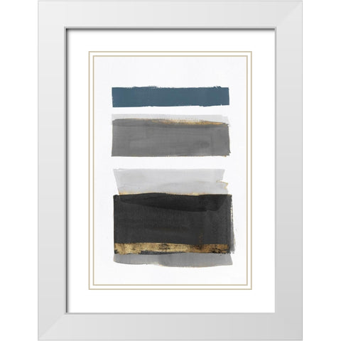 Stacked Stripes II White Modern Wood Framed Art Print with Double Matting by PI Studio