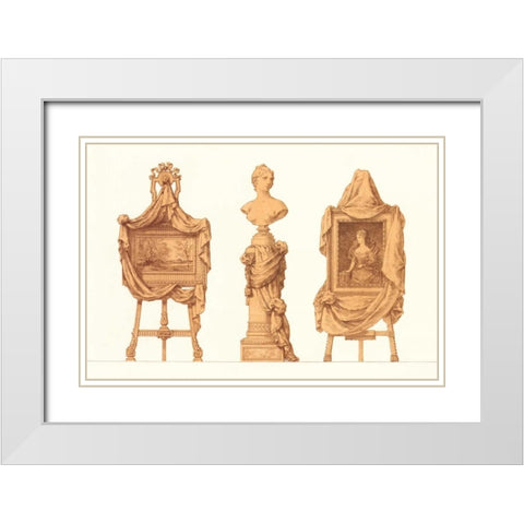 Chevalet et Piedestal Drapes White Modern Wood Framed Art Print with Double Matting by PI Collection