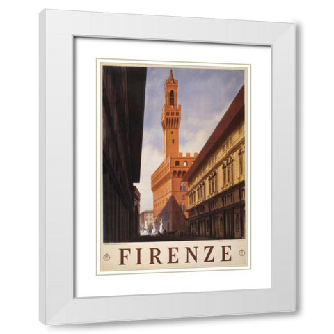 Firenze White Modern Wood Framed Art Print with Double Matting by PI Collection