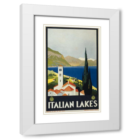 Italian Lakes White Modern Wood Framed Art Print with Double Matting by PI Collection