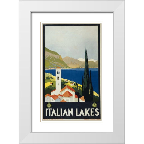 Italian Lakes White Modern Wood Framed Art Print with Double Matting by PI Collection