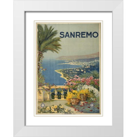 San Remo White Modern Wood Framed Art Print with Double Matting by PI Collection