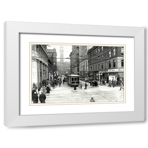 Bay Trolley White Modern Wood Framed Art Print with Double Matting by PI Collection