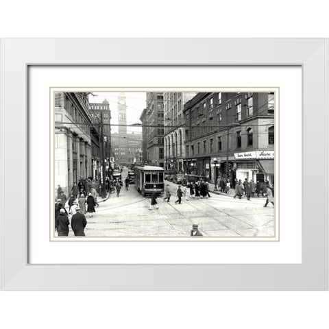 Bay Trolley White Modern Wood Framed Art Print with Double Matting by PI Collection