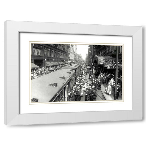 Waiting for Trolley White Modern Wood Framed Art Print with Double Matting by PI Collection