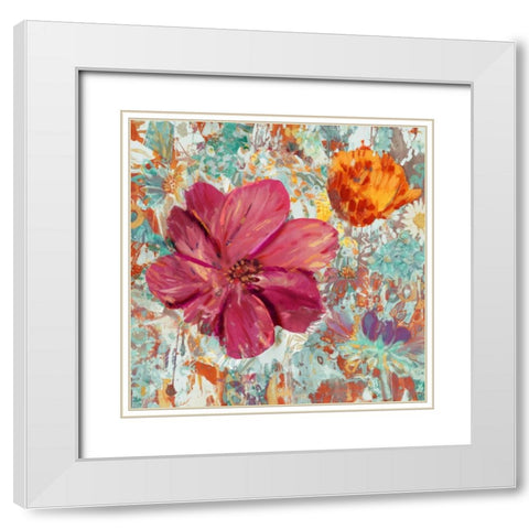 Flower Gathering II White Modern Wood Framed Art Print with Double Matting by Kelly, Rea