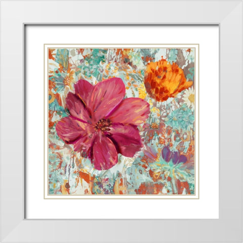 Flower Gathering II White Modern Wood Framed Art Print with Double Matting by Kelly, Rea