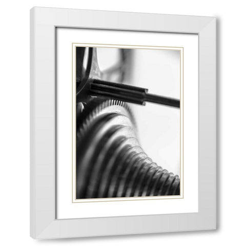 Gears II White Modern Wood Framed Art Print with Double Matting by Rick Cotter