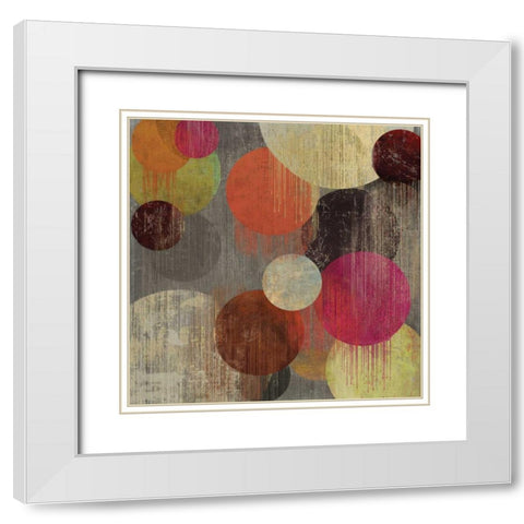 Magenta Bubbles II White Modern Wood Framed Art Print with Double Matting by Reeves, Tom