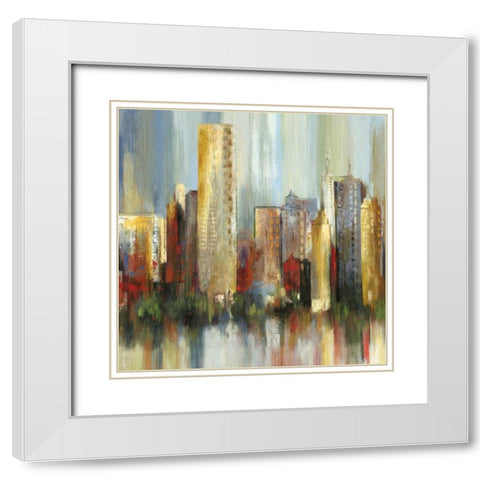 Metropolis I - Mini White Modern Wood Framed Art Print with Double Matting by Reeves, Tom