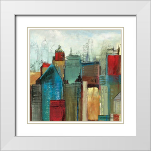 Sunlight City I White Modern Wood Framed Art Print with Double Matting by Reeves, Tom