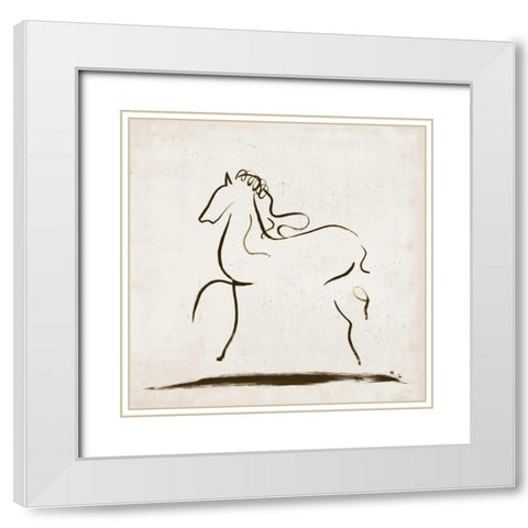 Horse I White Modern Wood Framed Art Print with Double Matting by Reeves, Tom