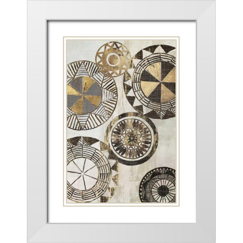 African Rings I  White Modern Wood Framed Art Print with Double Matting by Reeves, Tom