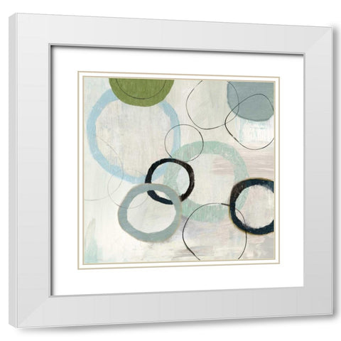 Soft Blue Rings II White Modern Wood Framed Art Print with Double Matting by Reeves, Tom