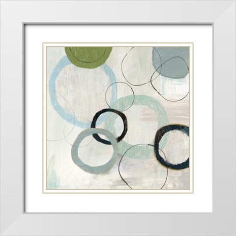 Soft Blue Rings II White Modern Wood Framed Art Print with Double Matting by Reeves, Tom