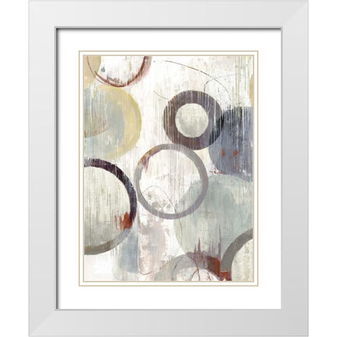 Distressed Rings I White Modern Wood Framed Art Print with Double Matting by Reeves, Tom