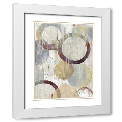 Distressed Rings II White Modern Wood Framed Art Print with Double Matting by Reeves, Tom