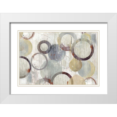 Distressed Rings III White Modern Wood Framed Art Print with Double Matting by Reeves, Tom
