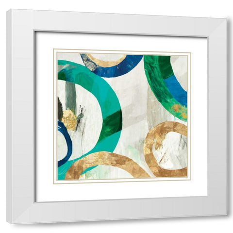 Green Rings I White Modern Wood Framed Art Print with Double Matting by Reeves, Tom