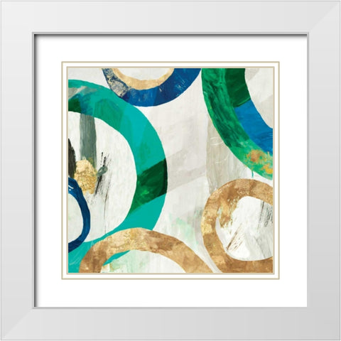 Green Rings I White Modern Wood Framed Art Print with Double Matting by Reeves, Tom