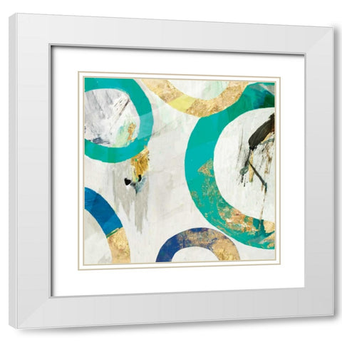 Green Rings II White Modern Wood Framed Art Print with Double Matting by Reeves, Tom