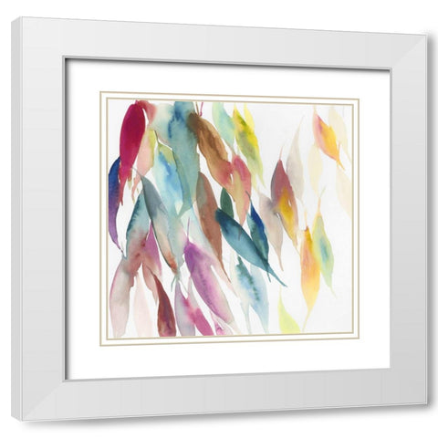 Fallen Colorful Leaves I White Modern Wood Framed Art Print with Double Matting by Reeves, Tom