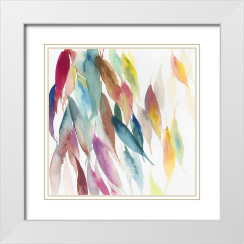 Fallen Colorful Leaves I White Modern Wood Framed Art Print with Double Matting by Reeves, Tom
