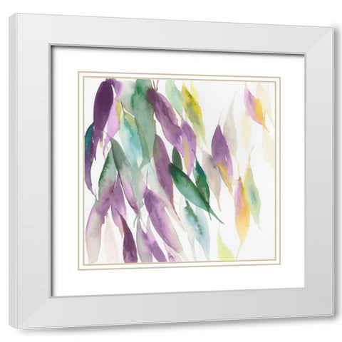 Fallen Colorful Leaves I Violet Version White Modern Wood Framed Art Print with Double Matting by Reeves, Tom