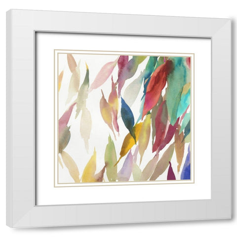 Fallen Colorful Leaves II White Modern Wood Framed Art Print with Double Matting by Reeves, Tom
