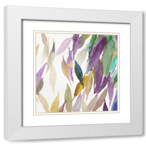 Fallen Colorful Leaves II Violet Version White Modern Wood Framed Art Print with Double Matting by Reeves, Tom