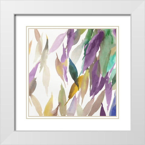 Fallen Colorful Leaves II Violet Version White Modern Wood Framed Art Print with Double Matting by Reeves, Tom