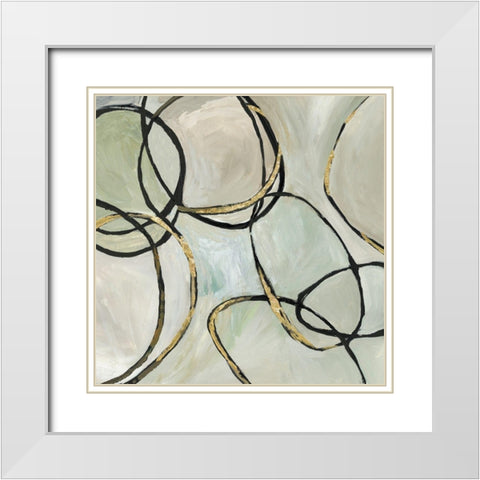 Infinity Rings I White Modern Wood Framed Art Print with Double Matting by Reeves, Tom