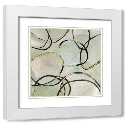 Infinity Rings II White Modern Wood Framed Art Print with Double Matting by Reeves, Tom