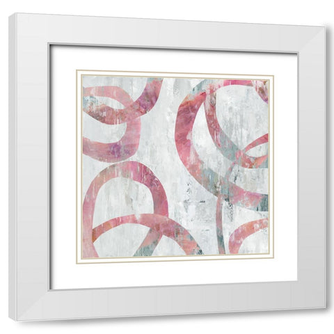 Pink Rings  White Modern Wood Framed Art Print with Double Matting by Reeves, Tom