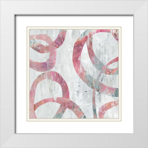 Pink Rings  White Modern Wood Framed Art Print with Double Matting by Reeves, Tom