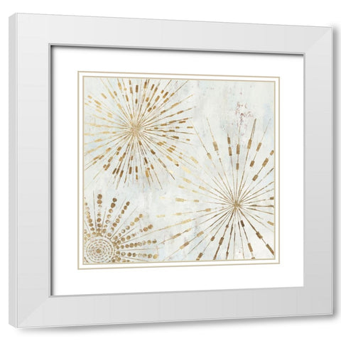 Golden Stars I  White Modern Wood Framed Art Print with Double Matting by Reeves, Tom