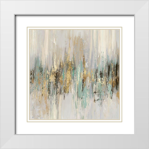 Dripping Gold II White Modern Wood Framed Art Print with Double Matting by Reeves, Tom