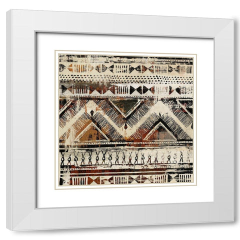 African Patterning II  White Modern Wood Framed Art Print with Double Matting by Reeves, Tom