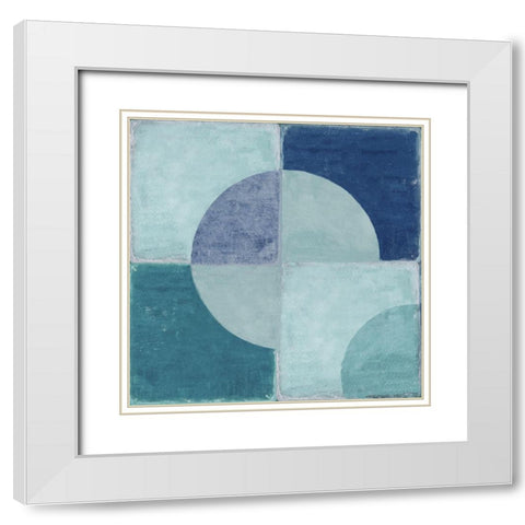 Blue Tiles I  White Modern Wood Framed Art Print with Double Matting by Reeves, Tom
