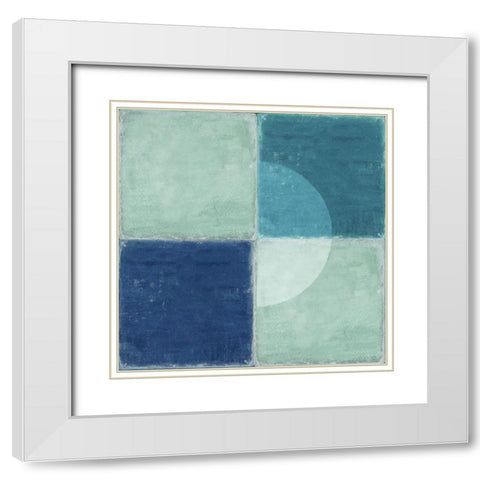 Blue Tiles II  White Modern Wood Framed Art Print with Double Matting by Reeves, Tom