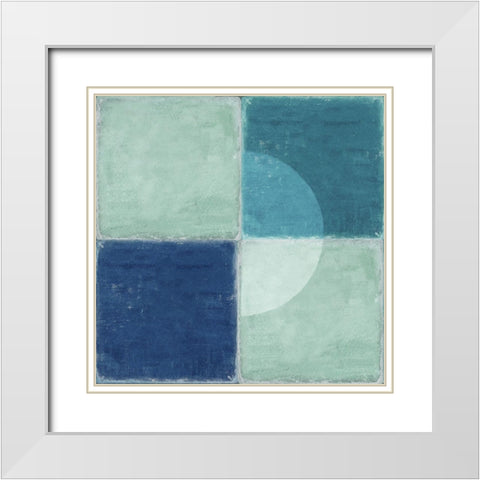 Blue Tiles II  White Modern Wood Framed Art Print with Double Matting by Reeves, Tom
