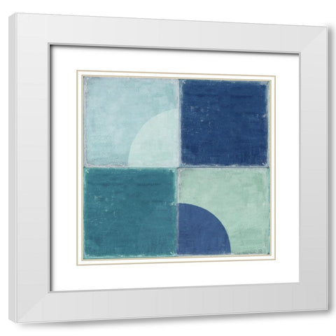 Blue Tiles III  White Modern Wood Framed Art Print with Double Matting by Reeves, Tom