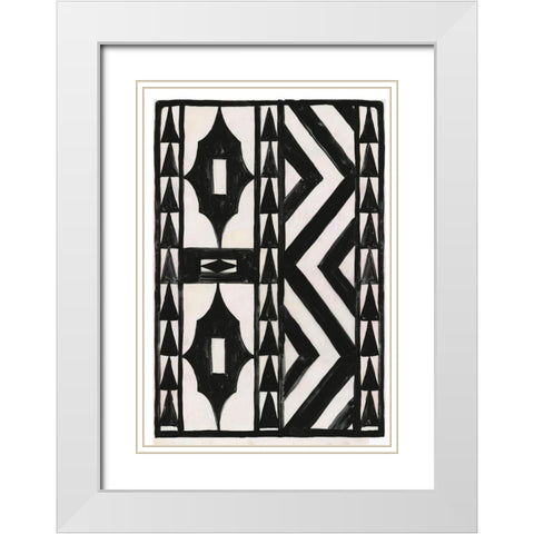Zig Zag Print White Modern Wood Framed Art Print with Double Matting by Reeves, Tom