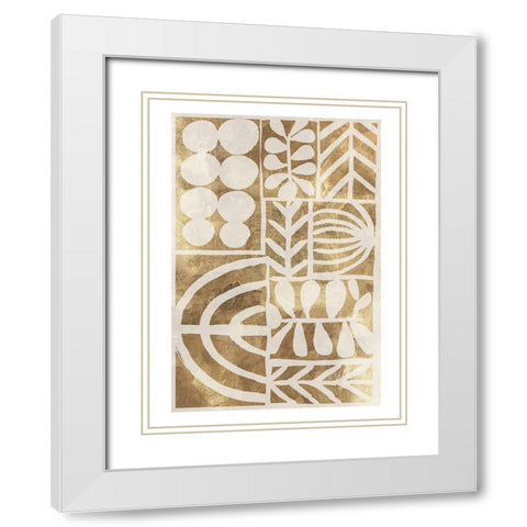 Botanic Print Beige White Modern Wood Framed Art Print with Double Matting by Reeves, Tom