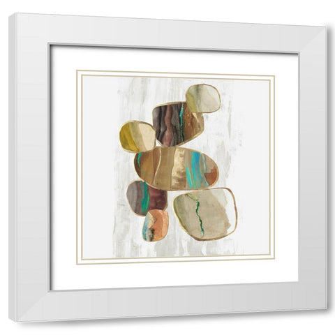 Glided Stones II  White Modern Wood Framed Art Print with Double Matting by Reeves, Tom