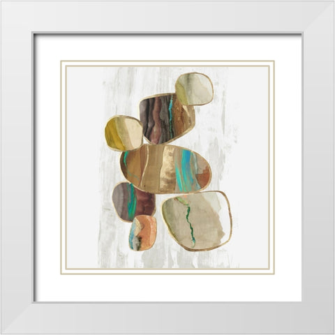 Glided Stones II  White Modern Wood Framed Art Print with Double Matting by Reeves, Tom