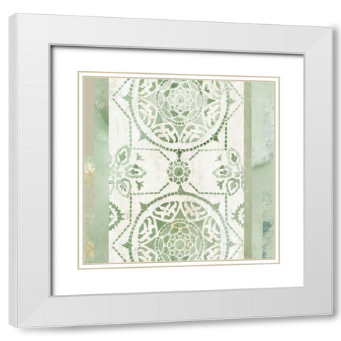 Olive Green Pattern White Modern Wood Framed Art Print with Double Matting by Reeves, Tom