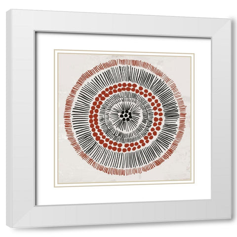 Round Tribal I White Modern Wood Framed Art Print with Double Matting by Reeves, Tom