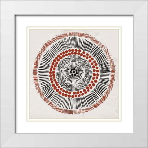 Round Tribal I White Modern Wood Framed Art Print with Double Matting by Reeves, Tom